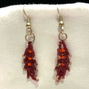 Virginia Tech Hokie earrings- Beaded Dangle Leaf Design- NEW